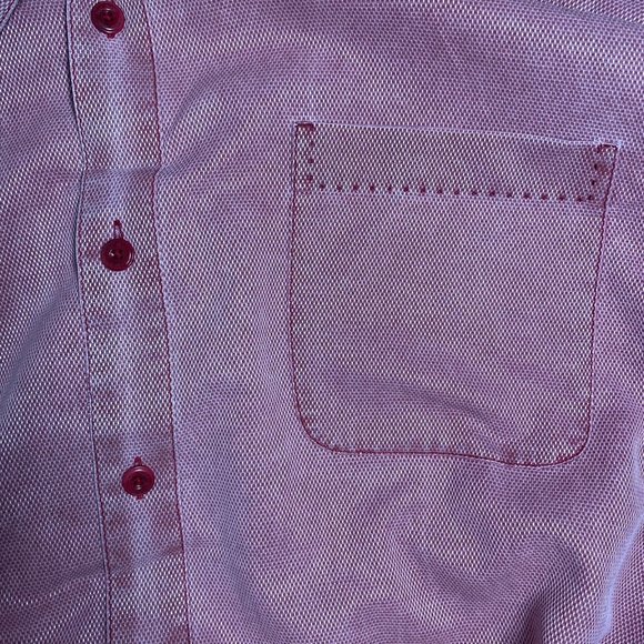 Nat Nast Mens Shirt Short Sleeve Birdseye Silk Net Textured Button Up Red Sz L - Picture 4 of 11